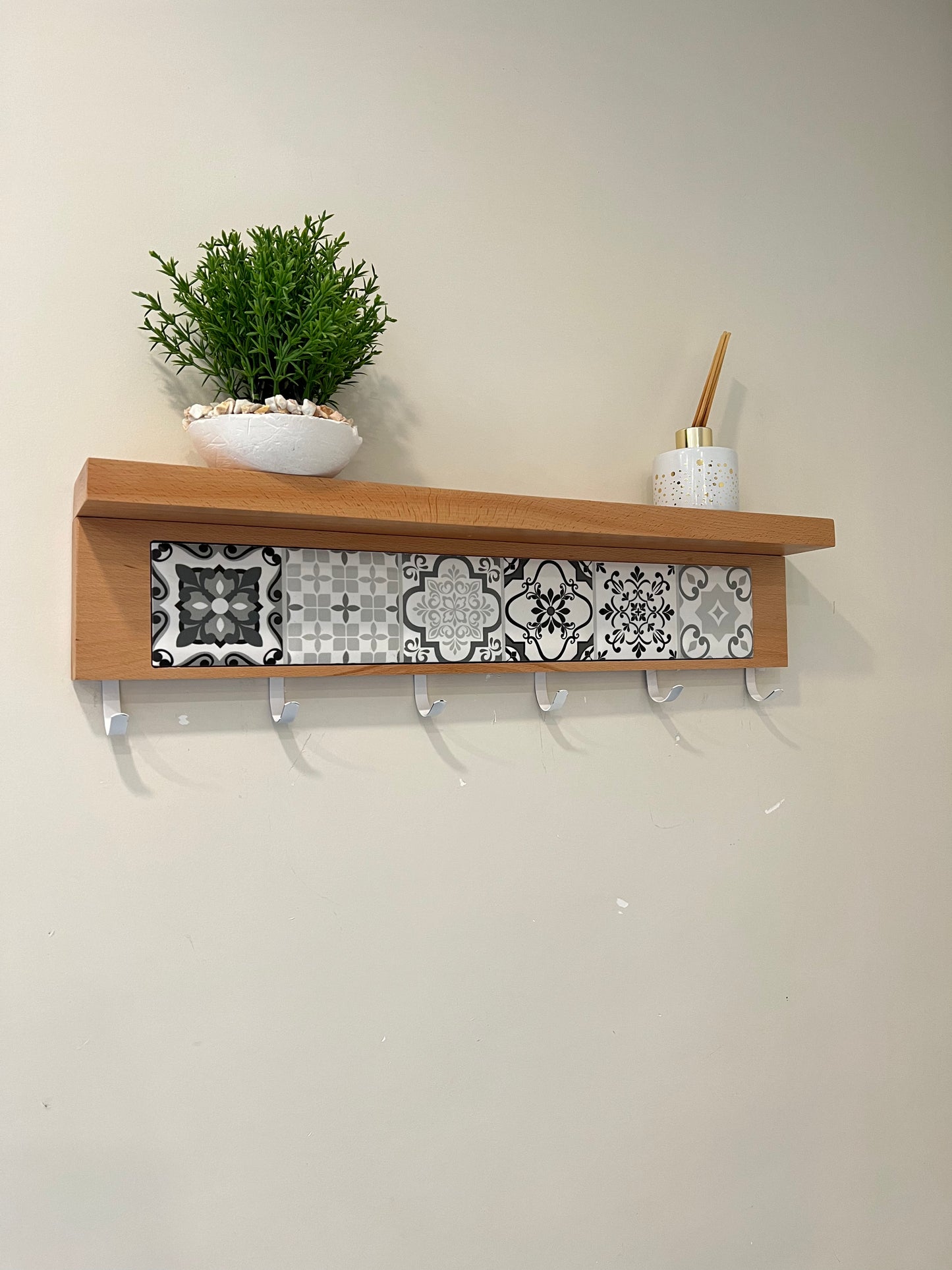 Porte manteau 100% hetre + Zelidj algerien en céramique