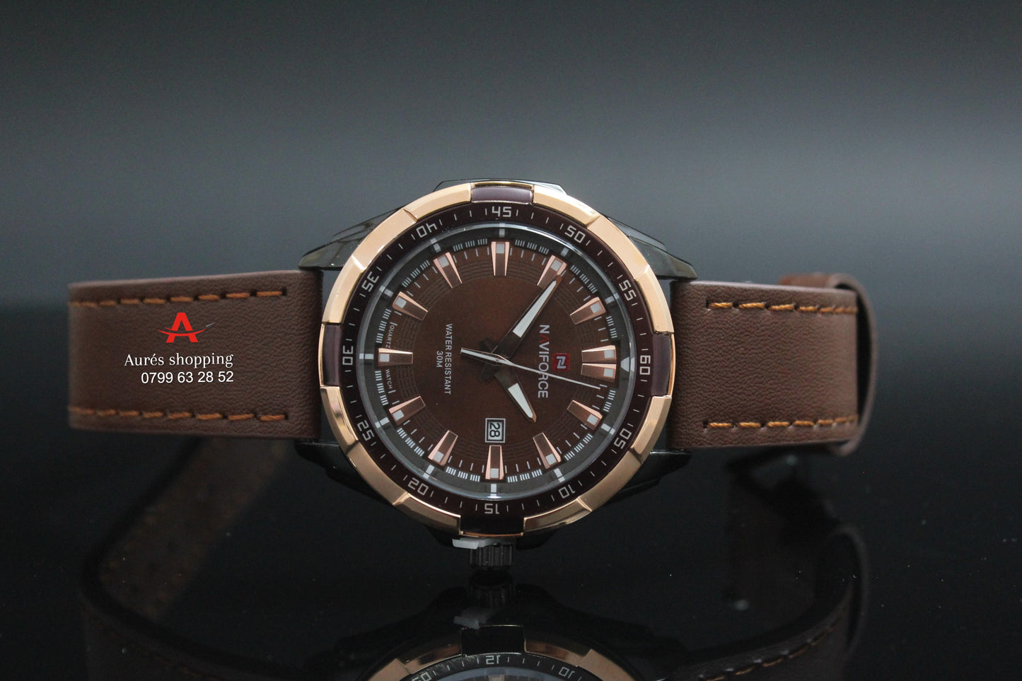 Montre original NAVIFORCE 9056 marron en promotion 💝