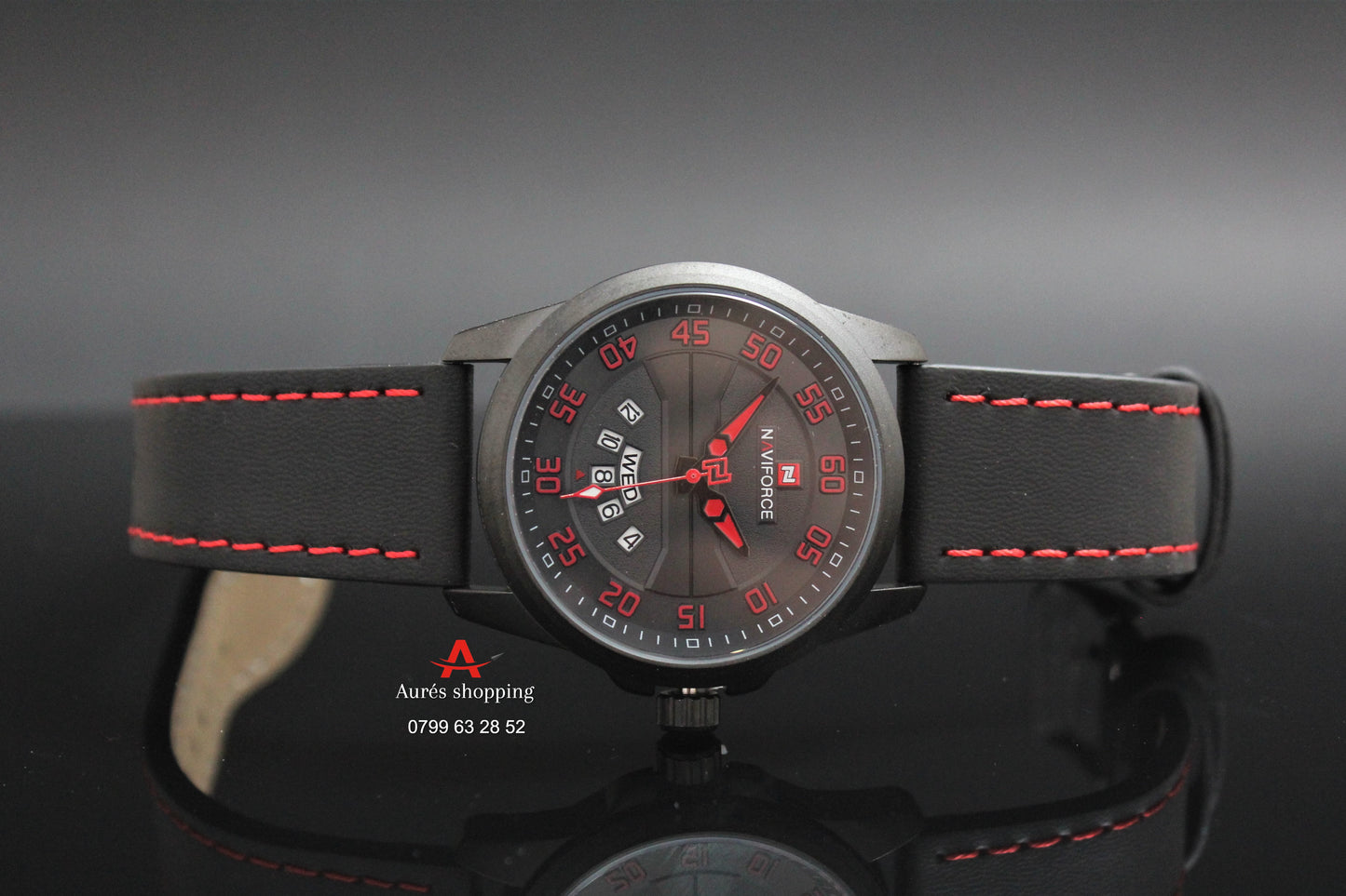Montre Originale Naviforce Référence 9124 Rouge et Noir