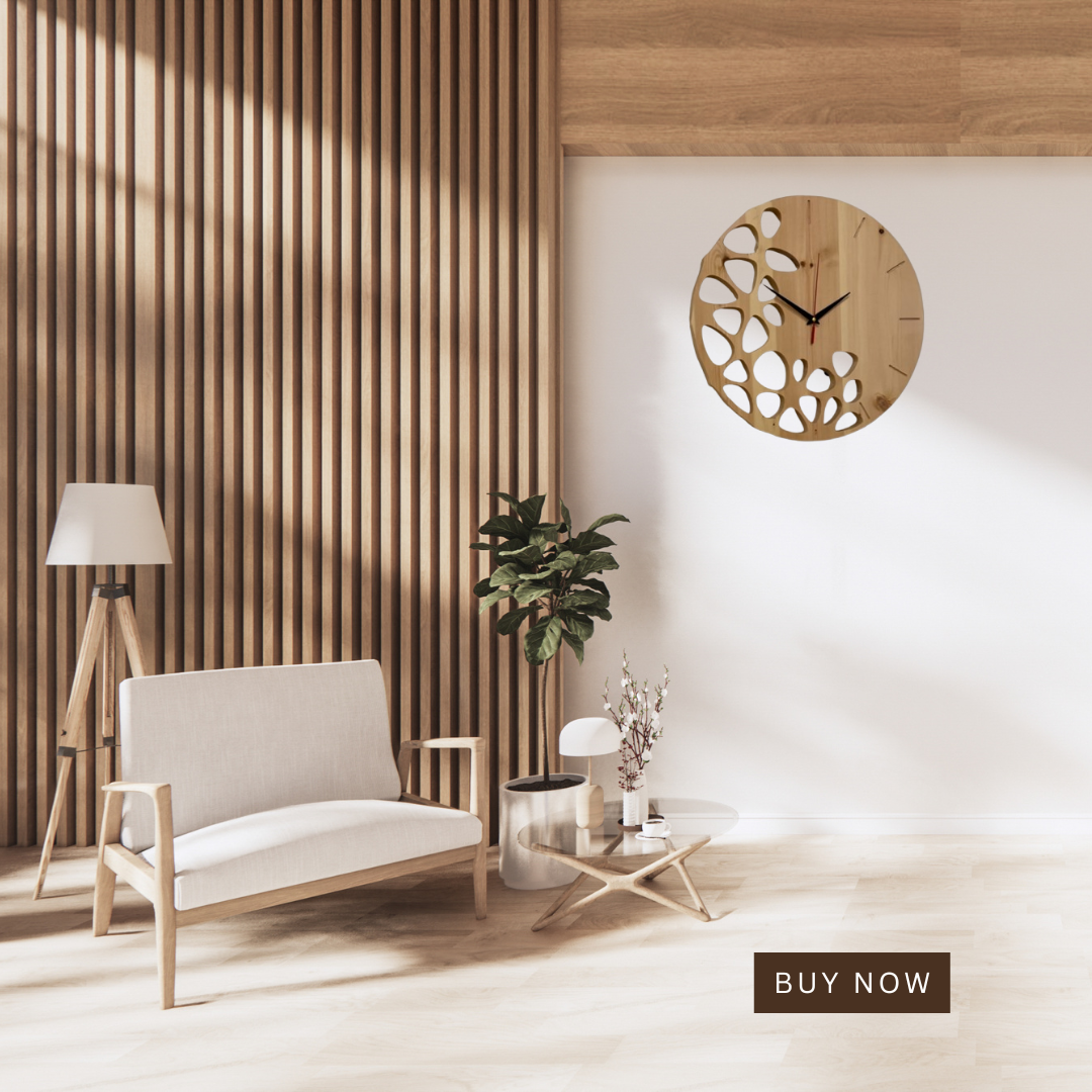 Horloge naturel  bois rouge