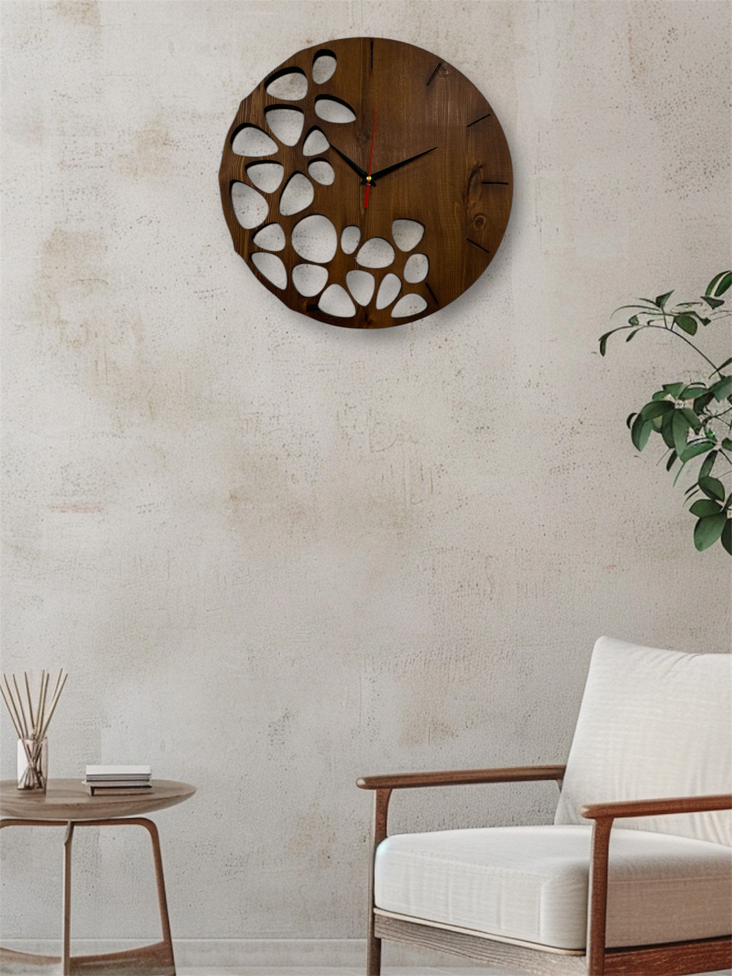 Horloge naturel  bois rouge