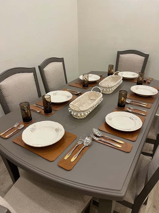 set de table plaqué en hetre 3 pieces حامل الصحون و المعالق